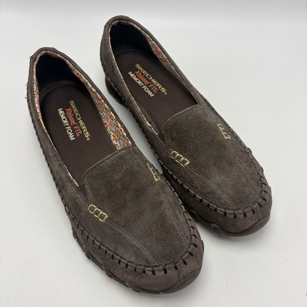 Skechers Relaxed Fit Bikers Pedestrian Loafer Womens 9.5 Chocolate Suede Shoes